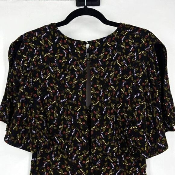 Free People Women's Meet Virginia Flora V-Neck Short Sleeve Romper Black Size 4 - Picture 4 of 12